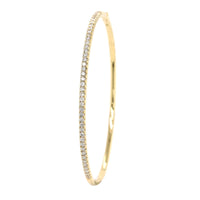14K Yellow Gold Prong Set Round Diamond Bangle