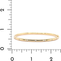 14K Yellow Gold Burnished Set Round Diamond Bangle