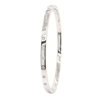 14K White Gold Burnished Set Round Diamond Bangle