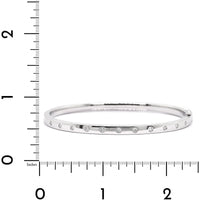 14K White Gold Burnished Set Round Diamond Bangle