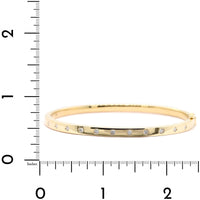 14K Yellow Gold Burnished Set Round Diamond Bangle