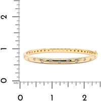 14K Yellow Gold Burnished Set Round Diamond Bangle