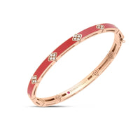 Roberto Coin 18K Yellow Gold Love In Verona Red Coral Enamel and Diamond Bangle Bracelet