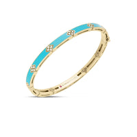 Roberto Coin 18K Yellow Gold and Turquoise Love In Verona Diamond Bangle Bracelet