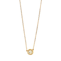 14K Rose Gold Bezel Set Diamond Pendant Necklace