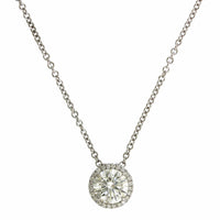 18K White Gold Round Diamond Halo Pendant