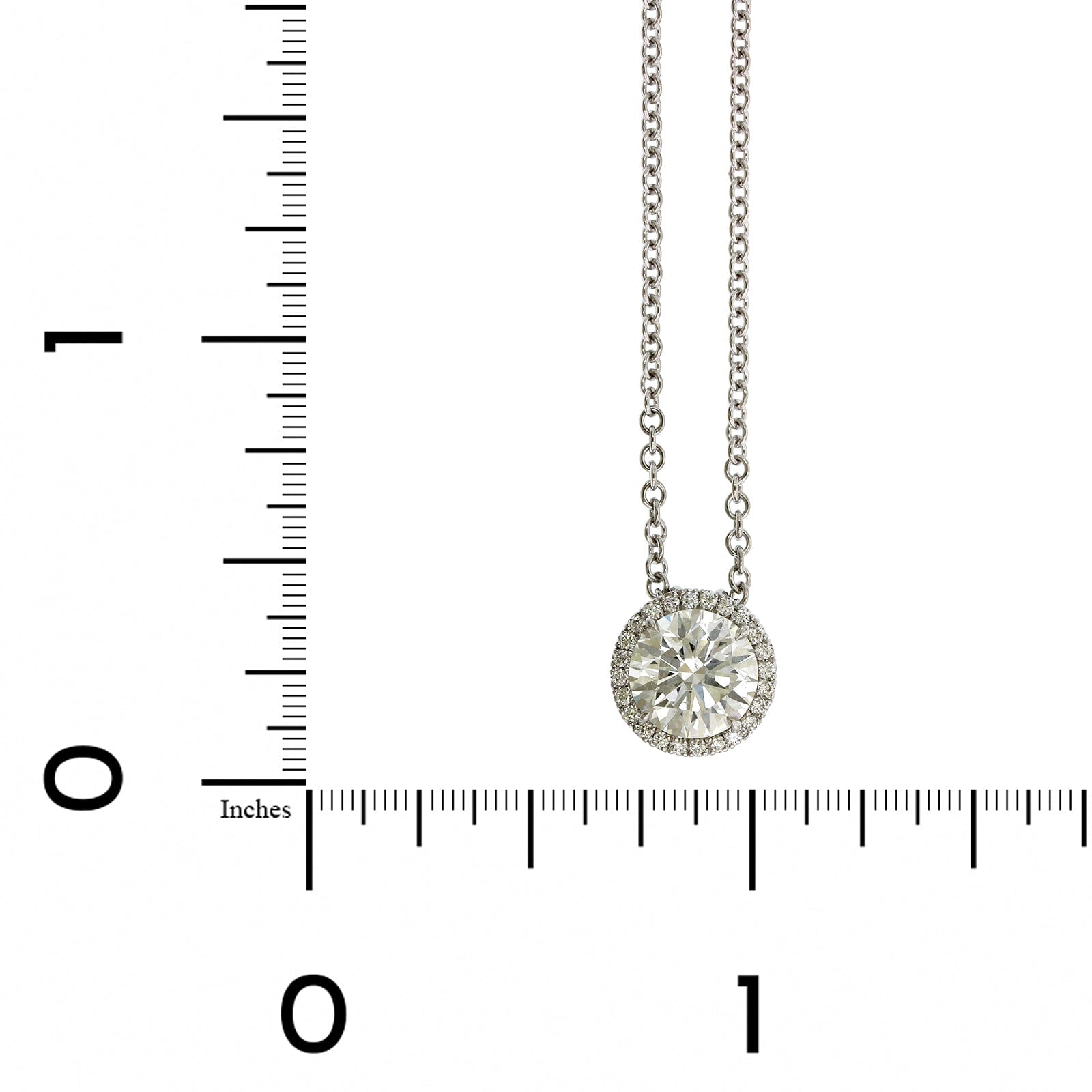 18K White Gold Round Diamond Halo Pendant