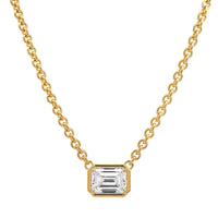 18K Yellow Gold Emerald Cut Diamond Pendant Necklace
