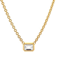 18K Yellow Gold Emerald Cut Diamond Pendant Necklace