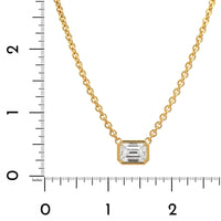 18K Yellow Gold Emerald Cut Diamond Pendant Necklace