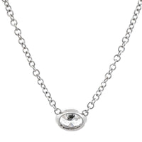 18K White Gold Oval Diamond Pendant Necklace