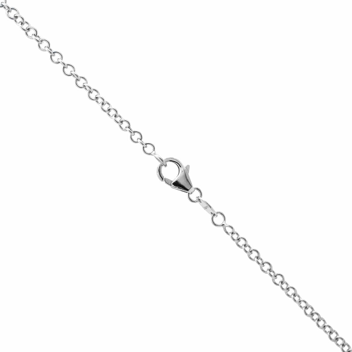 18K White Gold Oval Diamond Pendant Necklace