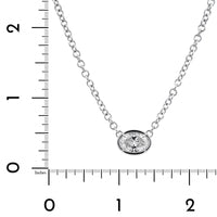 18K White Gold Oval Diamond Pendant Necklace