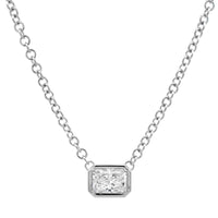 18K White Gold Radiant Cut Diamond Pendant Necklace
