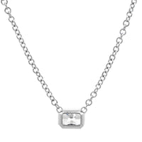 18K White Gold Radiant Cut Diamond Pendant Necklace