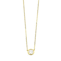 14K Yellow Gold Bezel Set Diamond Pendant Necklace
