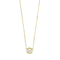 14K Yellow Gold Bezel Set Diamond Pendant Necklace