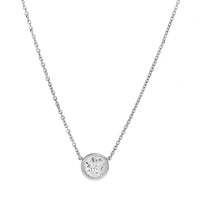 14K White Gold Bezel Set Diamond Pendant Necklace