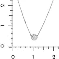 14K White Gold Bezel Set Diamond Pendant Necklace
