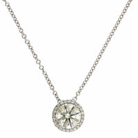 18K White Gold Round Diamond Halo Pendant