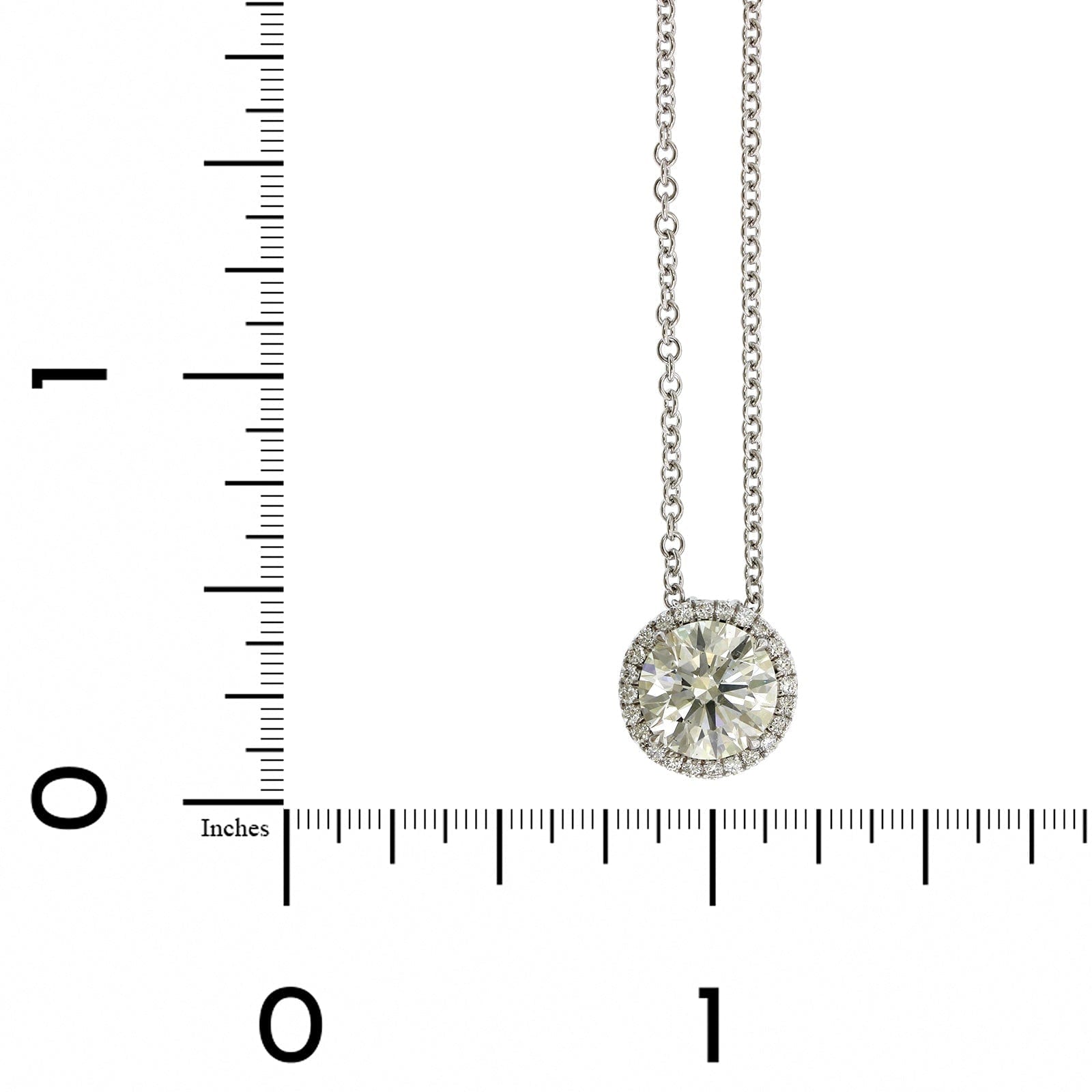 18K White Gold Round Diamond Halo Pendant