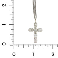 18K White Gold Oval Cut Diamond Cross Pendant