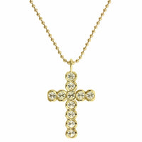 18K Yellow Gold Bezel Set Diamond Cross Pendant