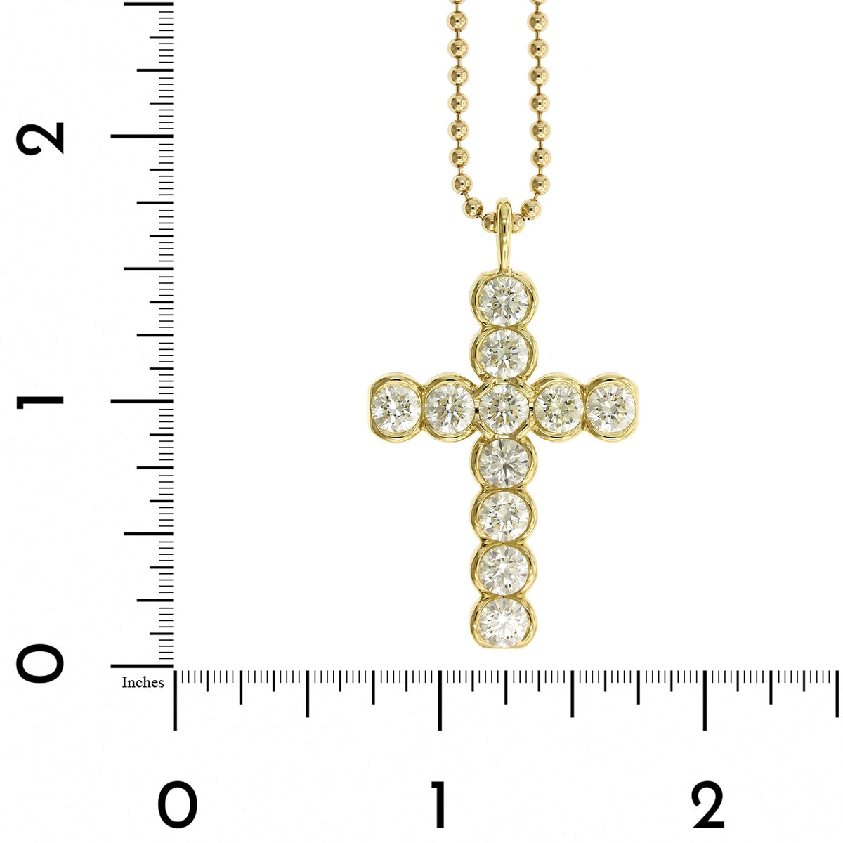 18K Yellow Gold Bezel Set Diamond Cross Pendant