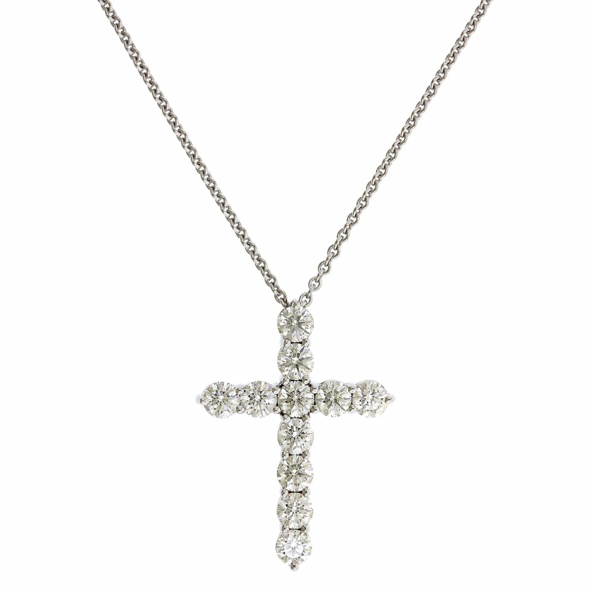 18K White Gold Diamond Cross Pendant