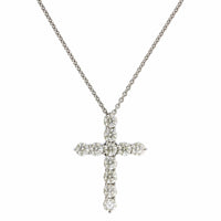 18K White Gold Diamond Cross Pendant