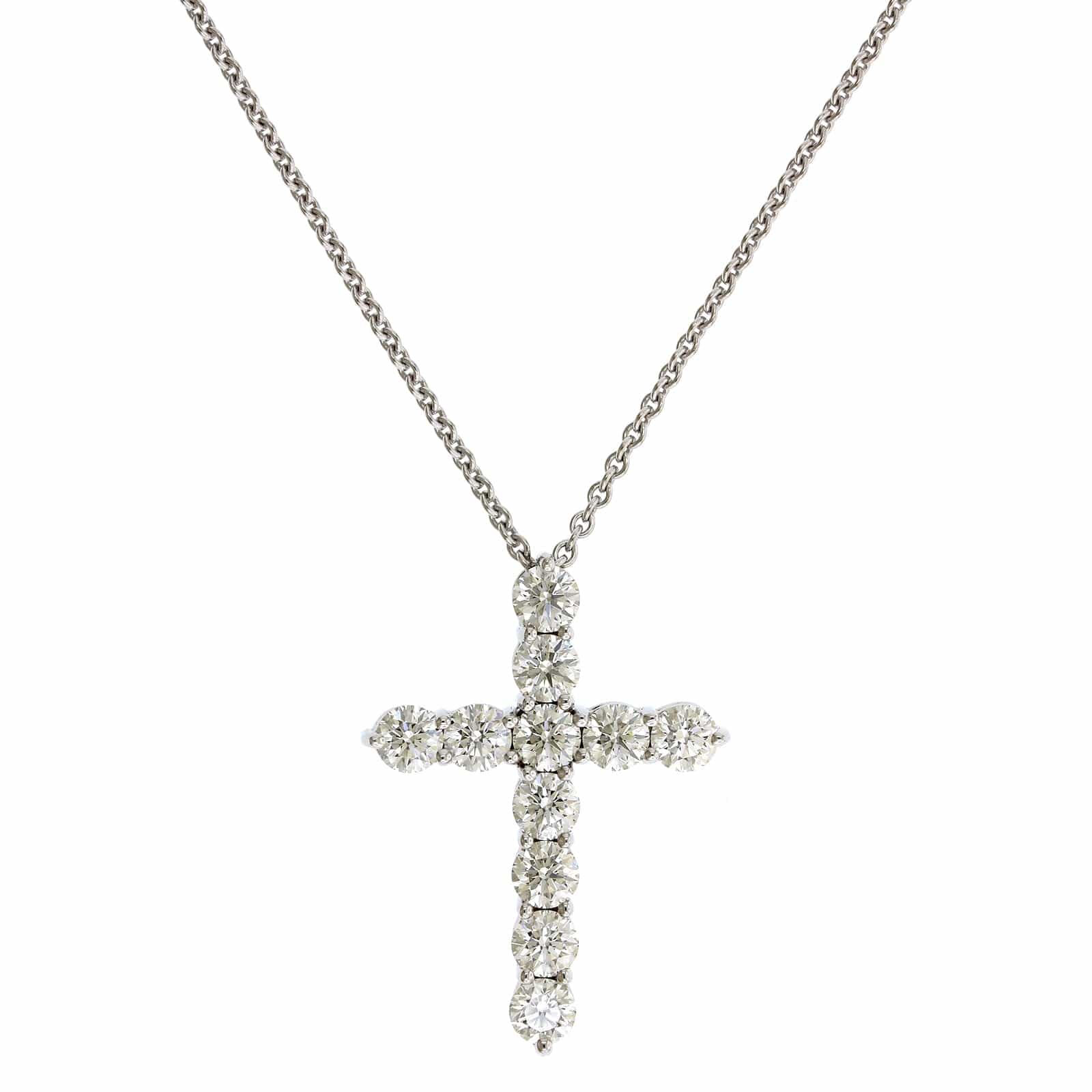 18K White Gold Diamond Cross Pendant