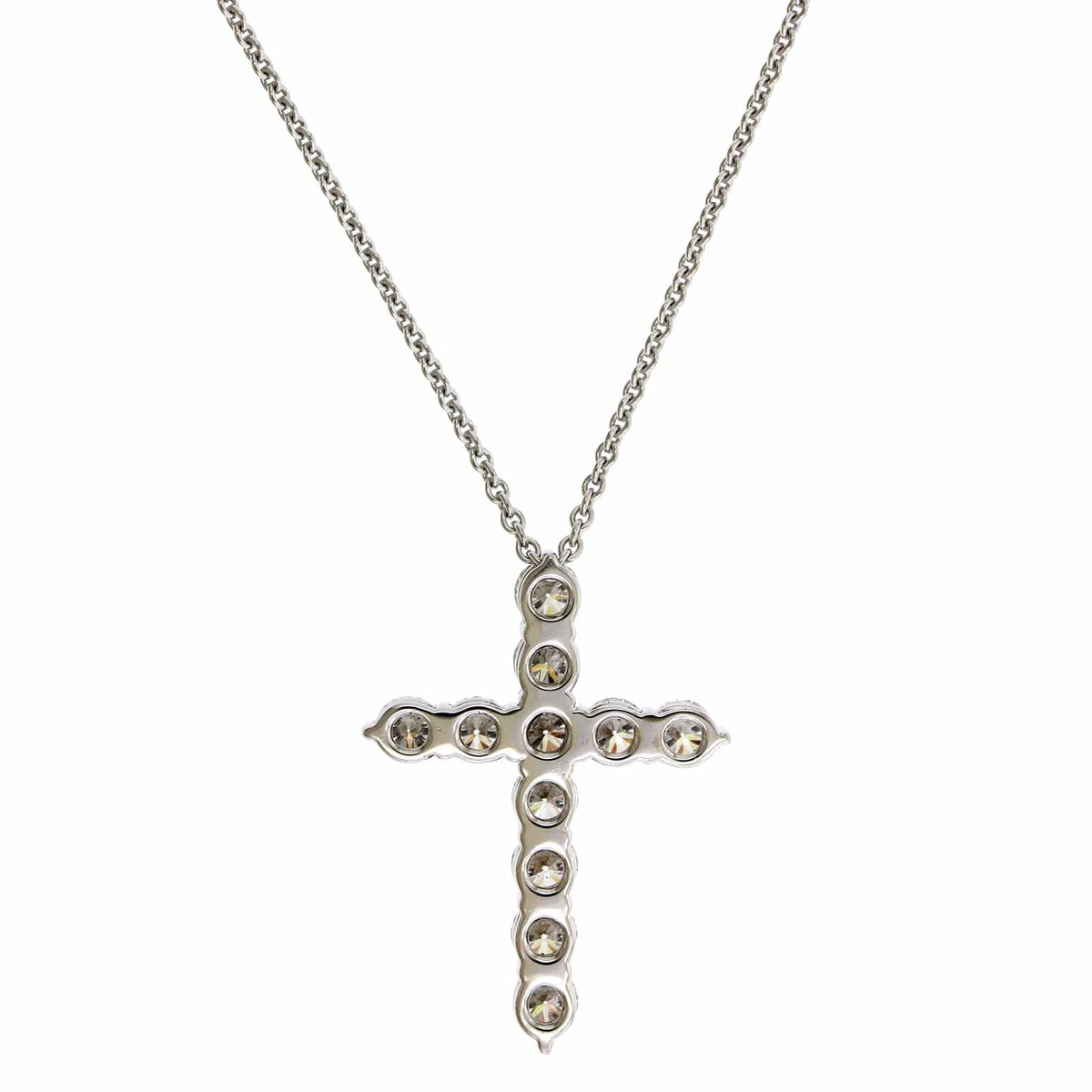 18K White Gold Diamond Cross Pendant