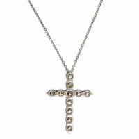 18K White Gold Diamond Cross Pendant