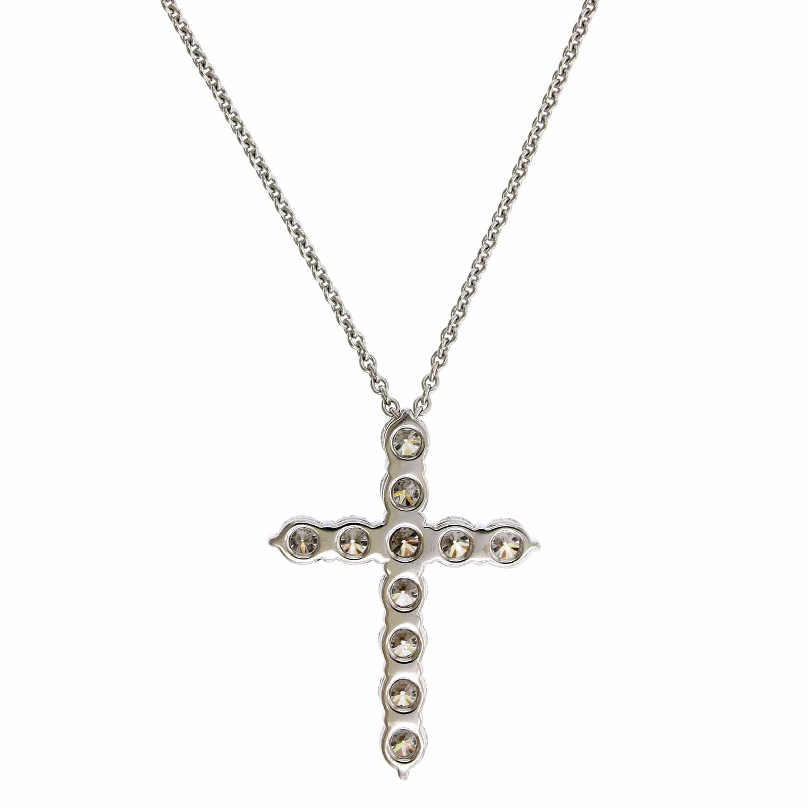 18K White Gold Diamond Cross Pendant