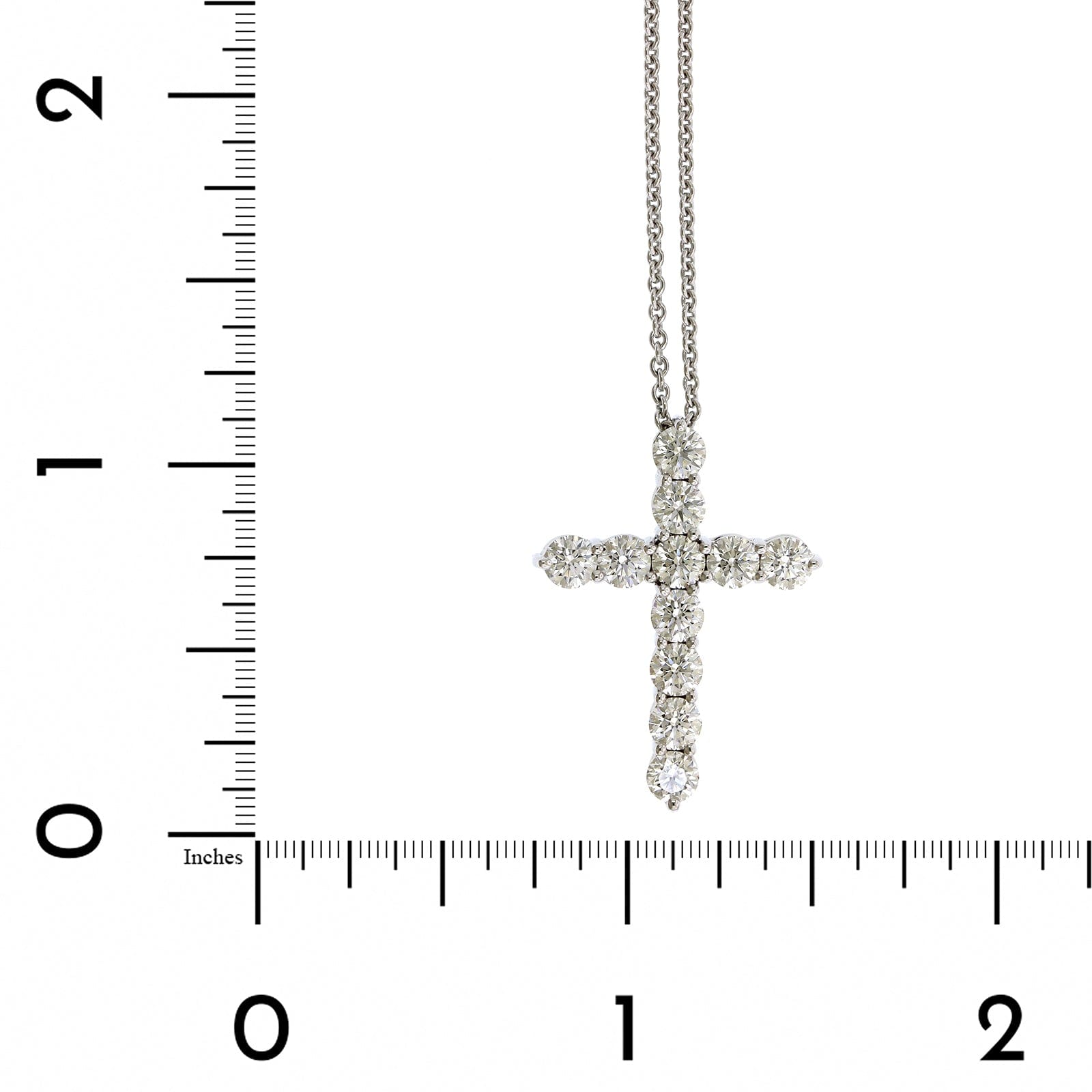 18K White Gold Diamond Cross Pendant