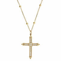 14K Yellow Gold Diamond Cross Pendant
