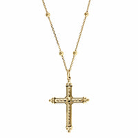 14K Yellow Gold Diamond Cross Pendant