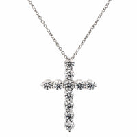 Platinum Diamond Cross Pendant 16-18" Necklace