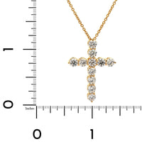 18K Yellow Gold Diamond Cross Pendant 16-18" Necklace