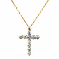 18K Yellow Gold Diamond Cross Pendant Necklace