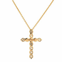 18K Yellow Gold Diamond Cross Pendant Necklace