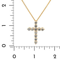 18K Yellow Gold Diamond Cross Pendant Necklace