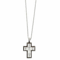 Eclat Jewels Platinum Diamond Cross Pendant Necklace