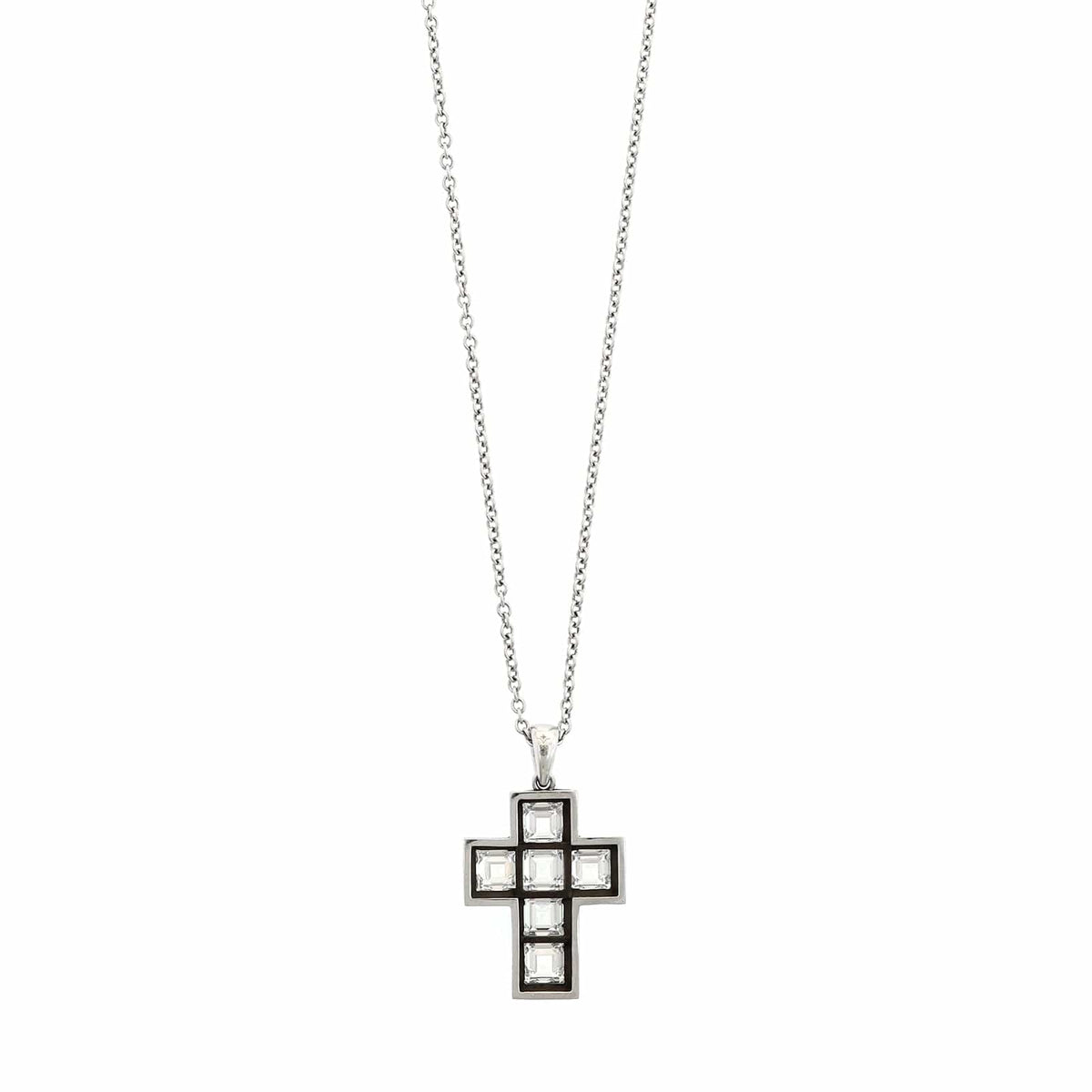 Eclat Jewels Platinum Diamond Cross Pendant Necklace