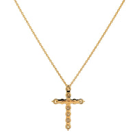 18K Yellow Gold Diamond Cross Pendant Necklace