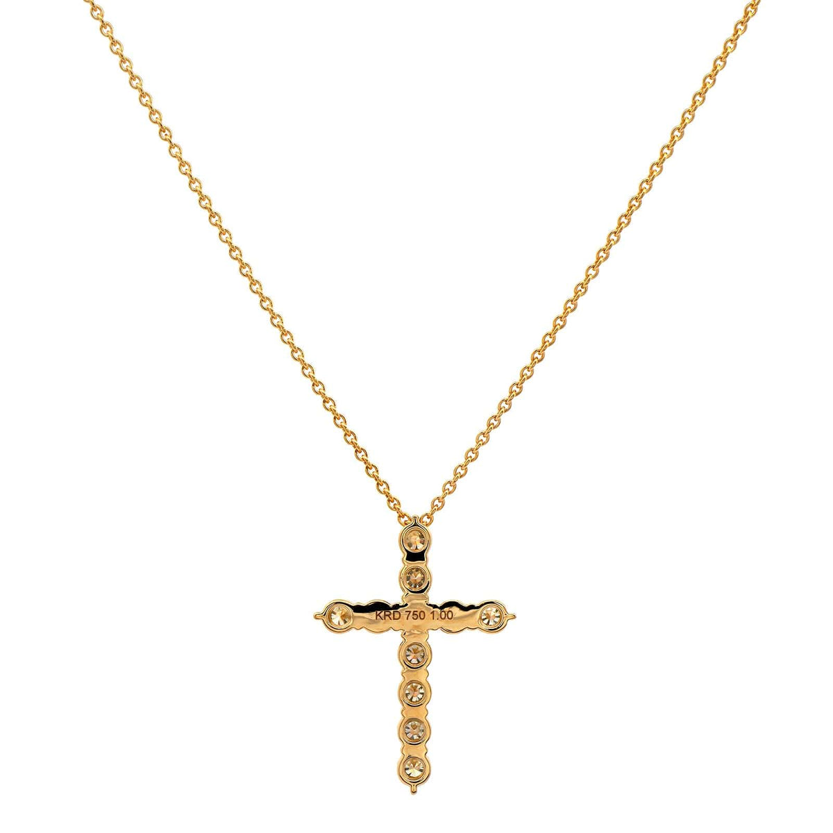 18K Yellow Gold Diamond Cross Pendant Necklace