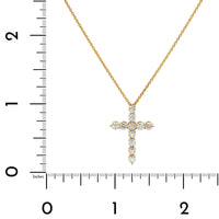 18K Yellow Gold Diamond Cross Pendant Necklace