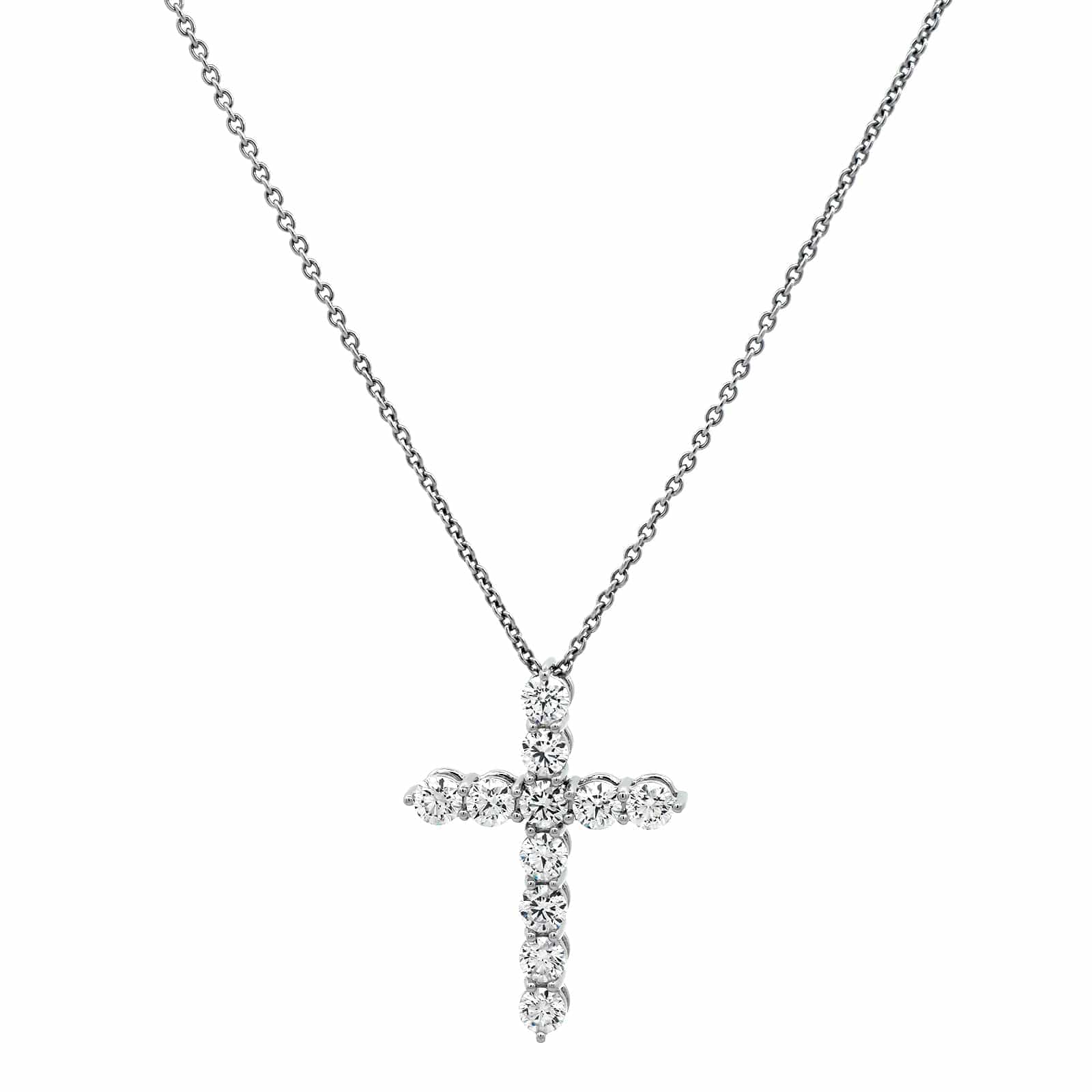 Platinum Diamond Cross Pendant Necklace