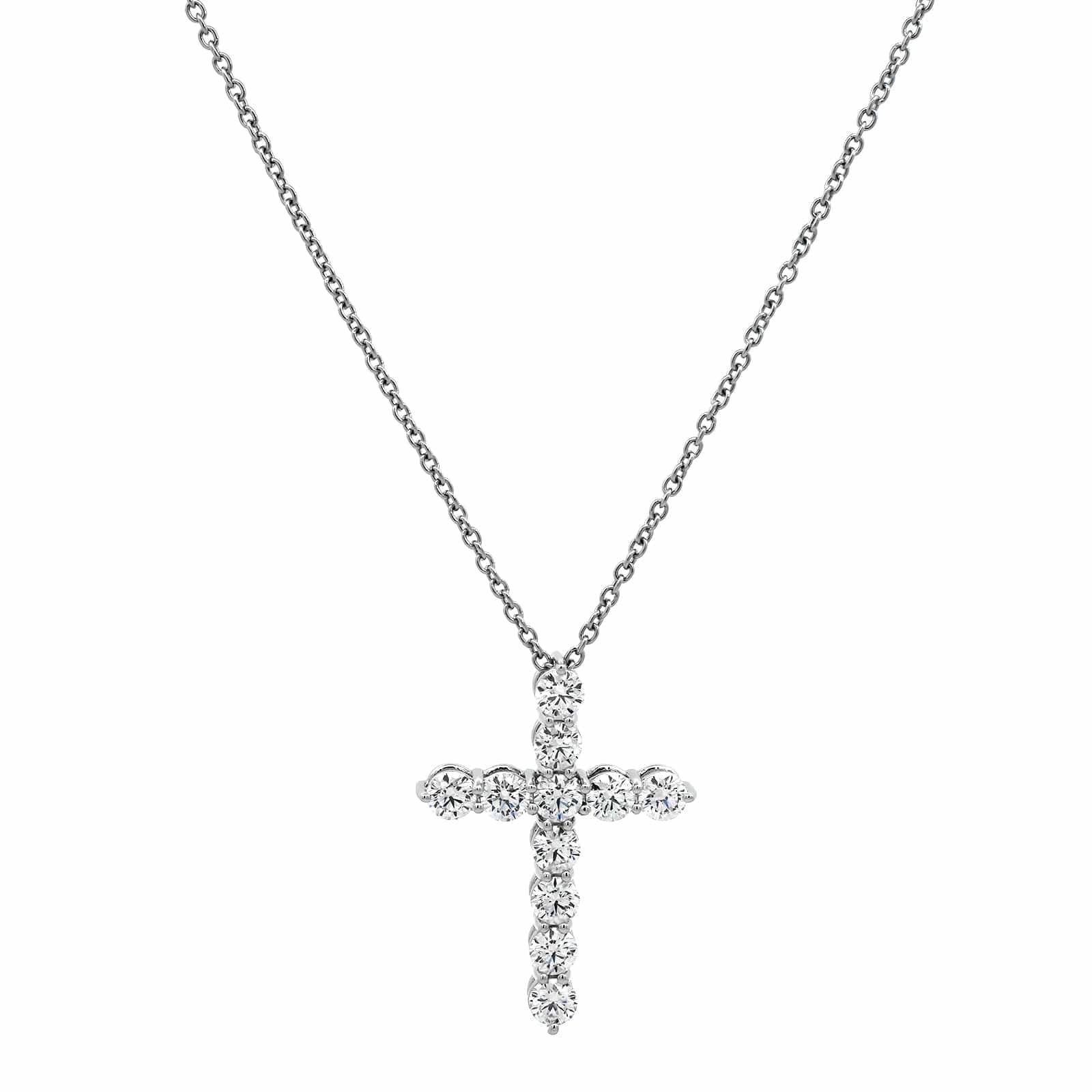 Platinum Diamond Cross Pendant Necklace