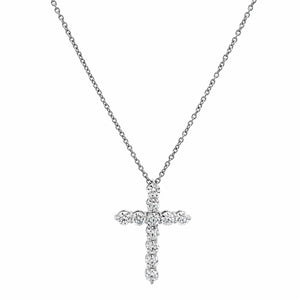 Platinum Diamond Cross Pendant Necklace